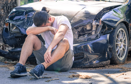 desperate man after car crash