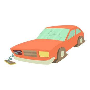 Broken car icon, cartoon style