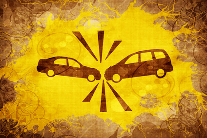 Vintage car crash sign background