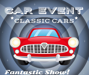 Retro classic cars show event auto advertising poster illustration