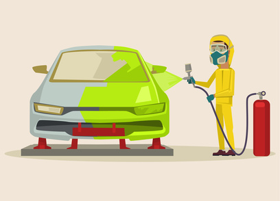 Car painting. Vector flat cartoon illustration