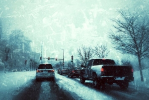 Car Car Snowy Road