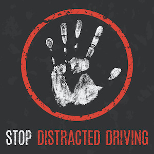Hand Up "Stop Distracted Driving" sign