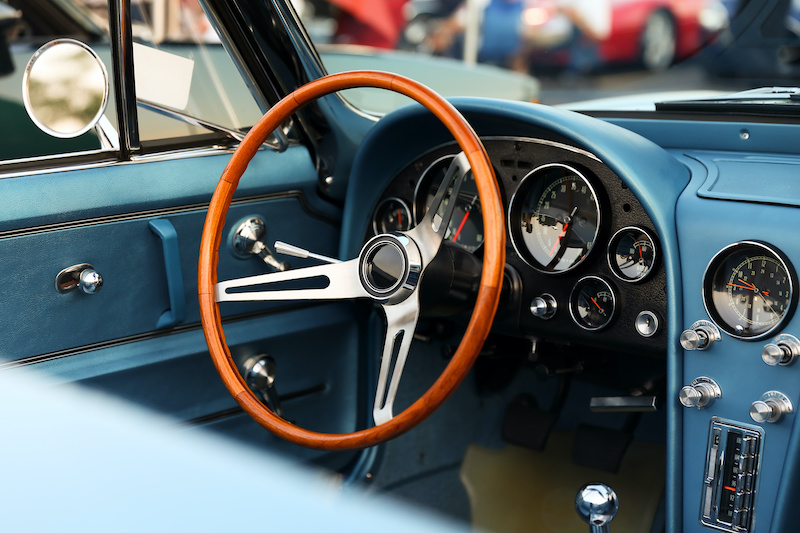 classic retro  vintage blue car