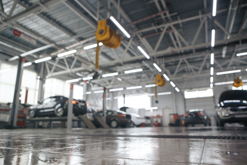 Auto repair service. Blurred background.