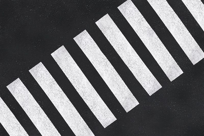 Pedestrian crossing, asphalt road top view