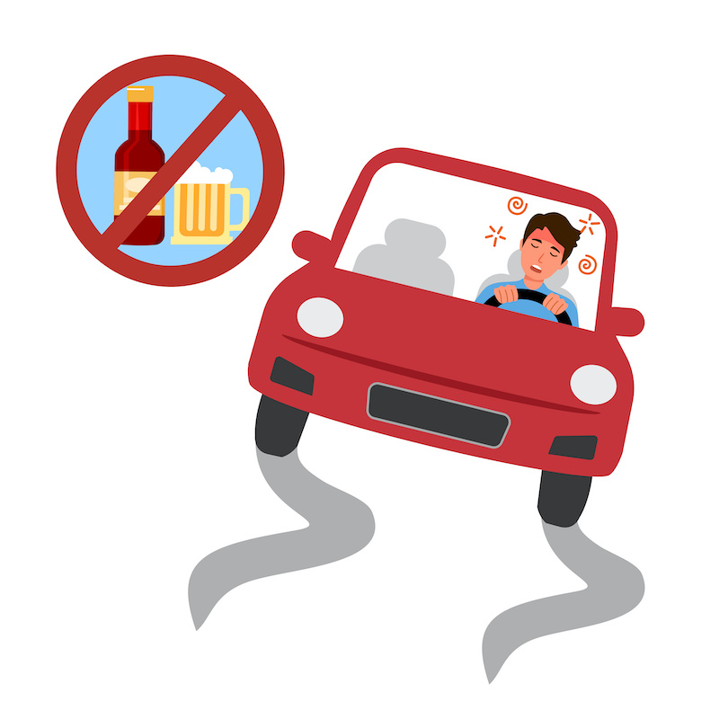 Drunk man driving car concept vector illustration. Drink don’t drive campaign.