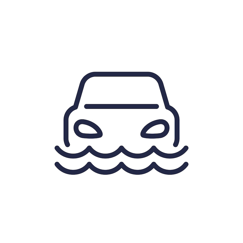 Flood, car drowning line icon water daMAGE