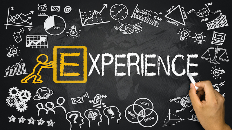 experience concept handwritten on blackboard