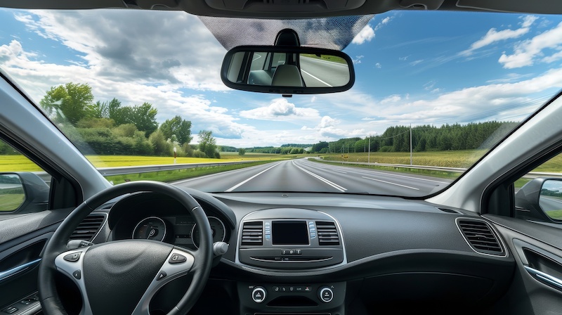 - POV of car driver, highway perspective