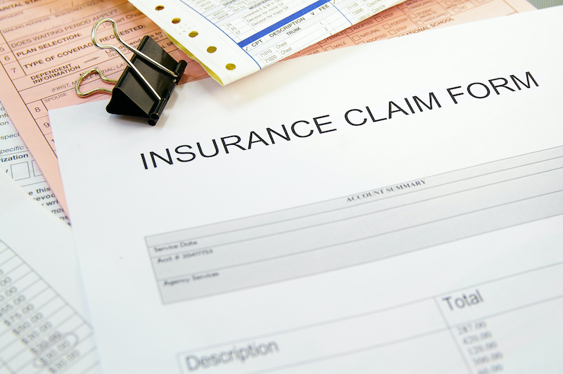 Health-insurance claim form and medical bills