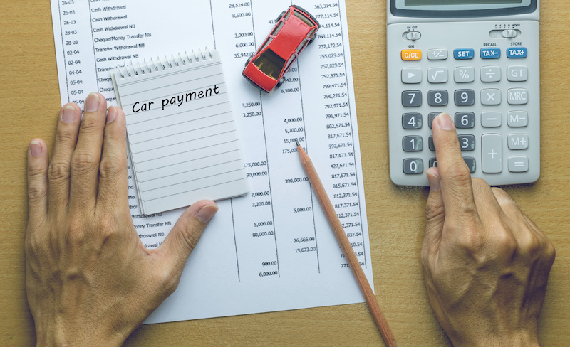 Man Planning Car payment, Finance concept