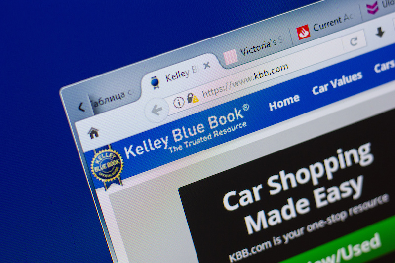 Ryazan, Russia - June 17, 2018: Homepage of Kelley Blue Book website on the display of PC, url - Kbb.com, Kelley Blue Book