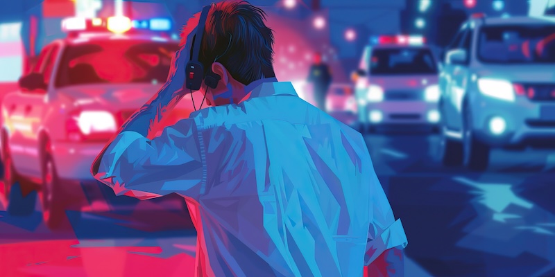 A bystander frantically calls 911, their heart racing as they try to stay calm while reporting the accident