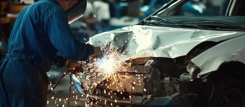 Auto Body Repair: A Welder's Precision in Action