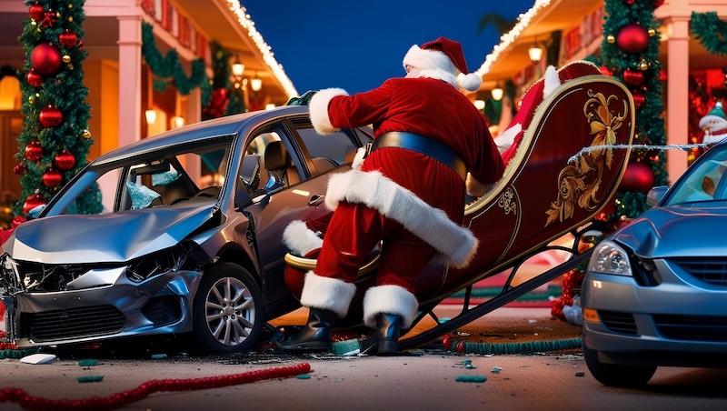 Car accident holiday road trip