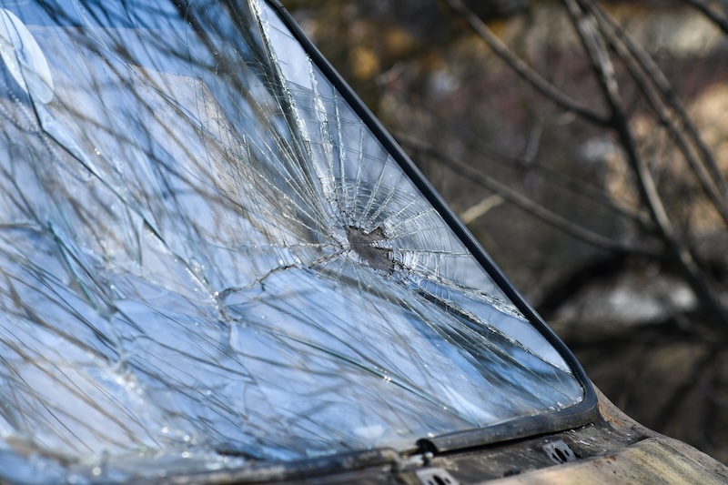 Windshield crack holiday road trip