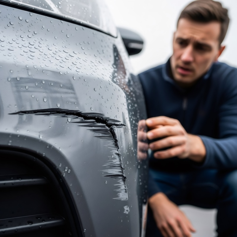 Minor Car Bumper Damage Spring Dent Repair