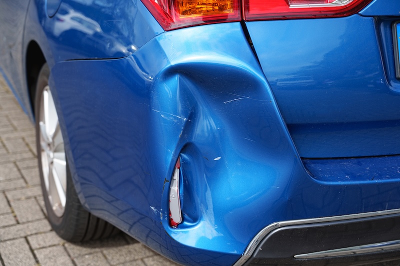 Blue plastic bumpers and trim