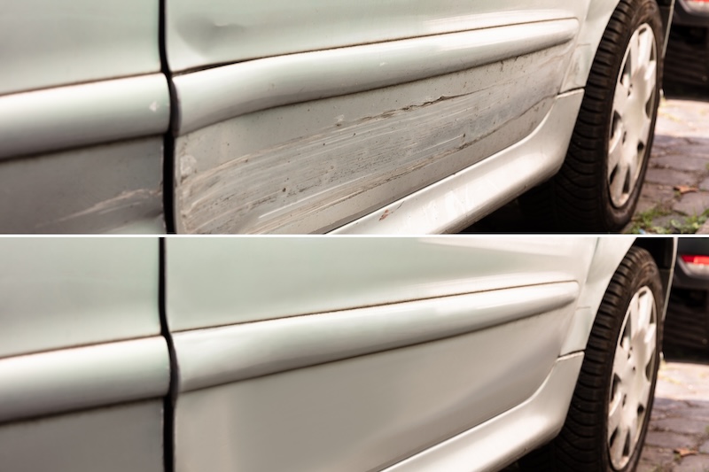 Photo of car dent repair before and after