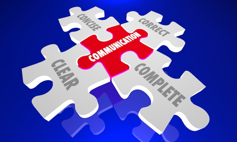 Communication Clear Concise Complete Correct Puzzle 3d Illustration